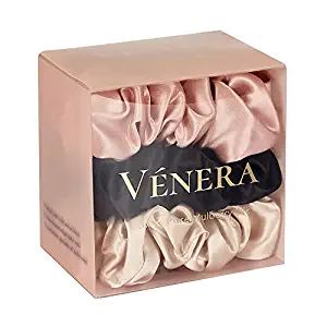 Vénera Silk 100% Pure 22 Momme Mulberry Silk Scrunchies- 3 Pieces Silk Hair Ties for Anti-Crease... | Amazon (US)