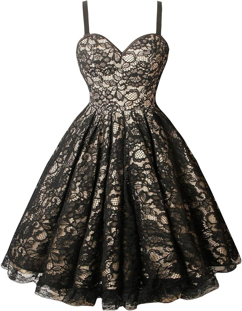 Charmian Women's Gothic Spaghetti Straps Sleeveless Pleated Lace Up Corset Dress | Amazon (US)