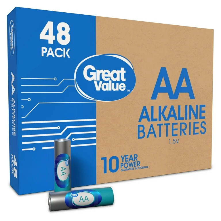 Great Value 48 Pack Alkaline AA Batteries for Everyday Use | Walmart (US)