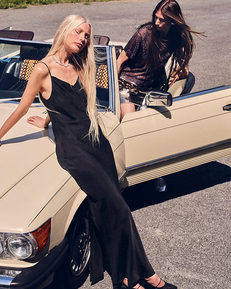 V-neck maxi slip dress in cupro-blend crepe | J. Crew US