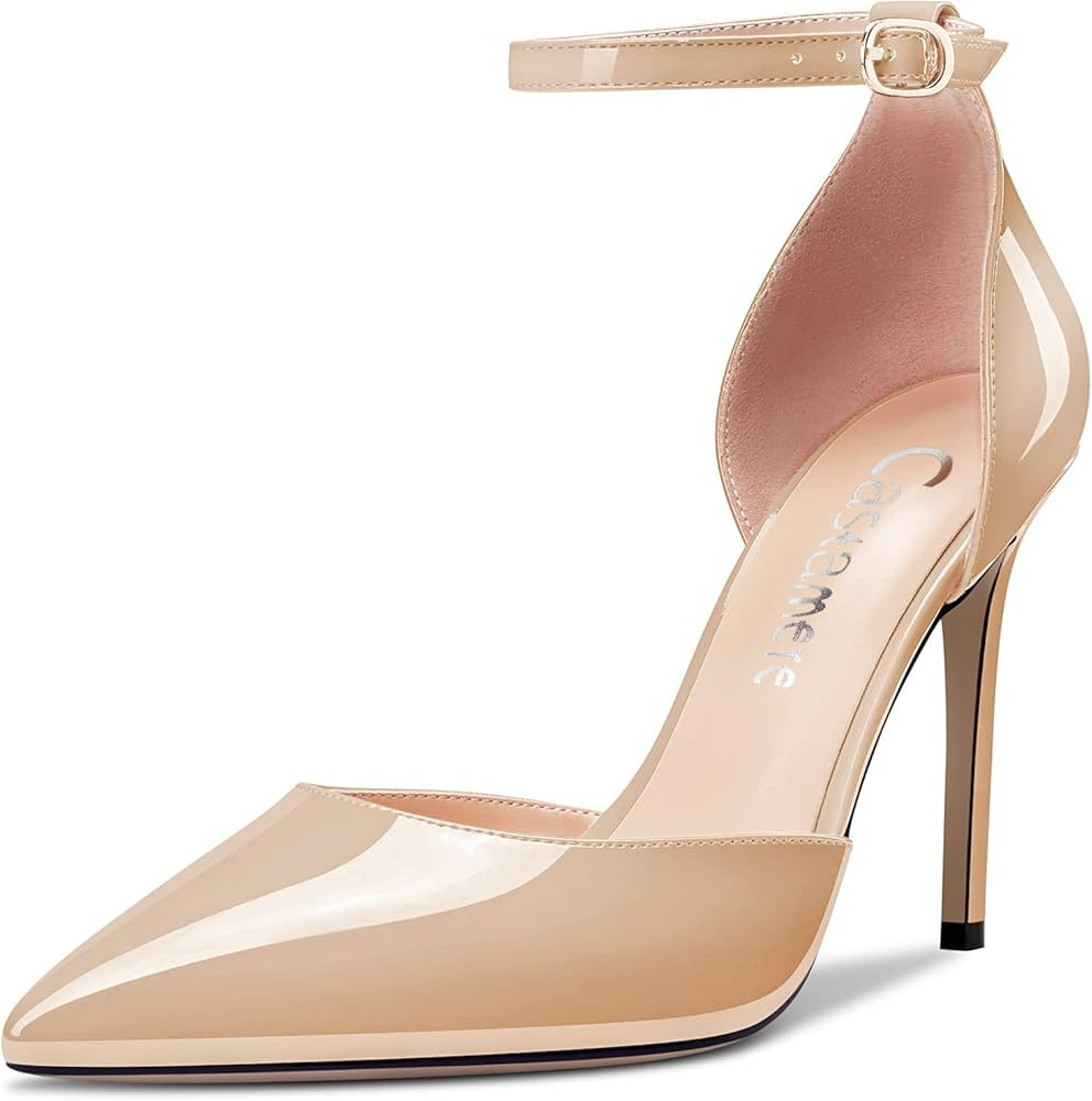 Castamere Women Stiletto High Heel Pointed Toe Ankle Strap Two-Piece Dress Pumps Slip-on Buckle W... | Amazon (US)