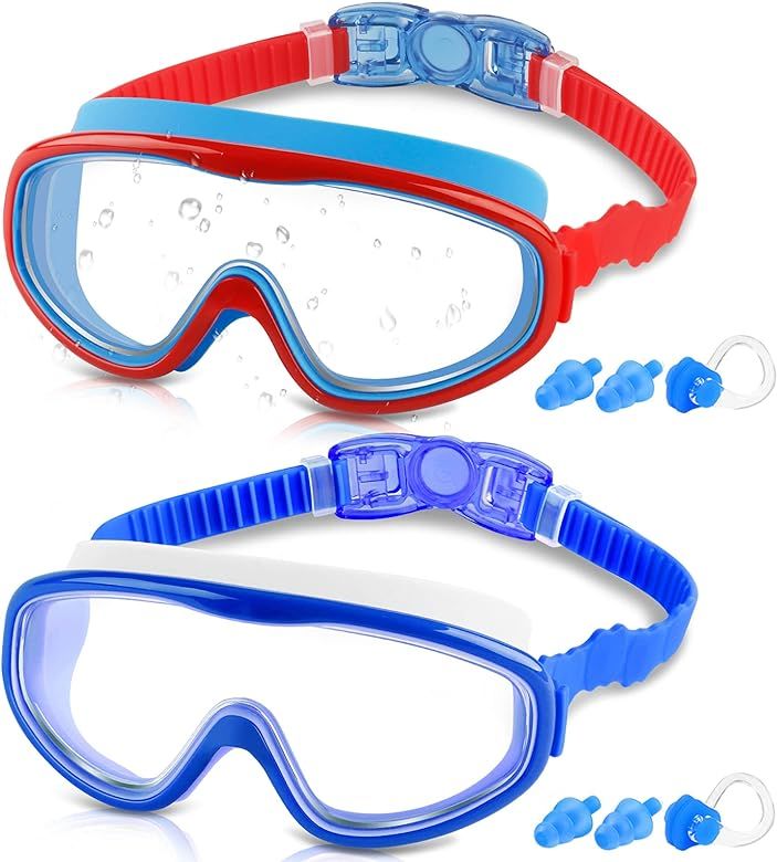 COOLOO Kids Goggles for Swimming for Age 3-15, 2 Pack Kids Swim Goggles with nose cover, No Leaki... | Amazon (US)