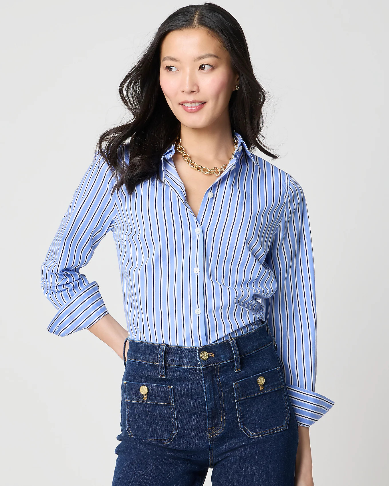 Petite poplin button-up shirt in signature fit | J.Crew Factory