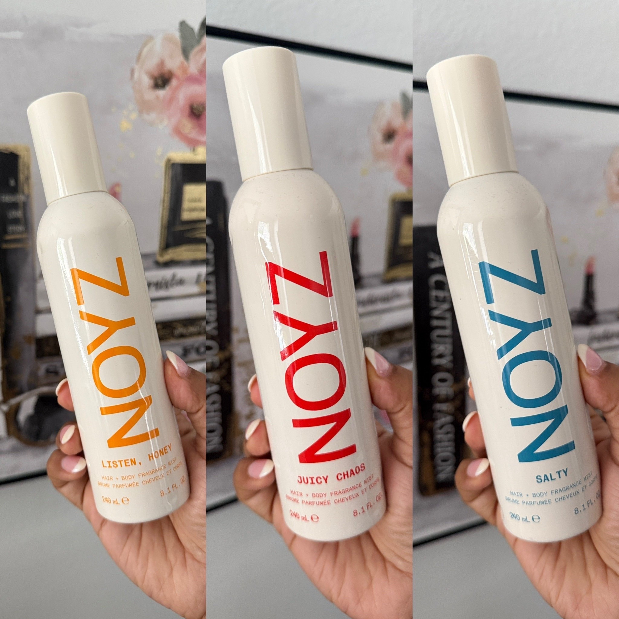 @NOYZ official Hair & Body Mists 🧴✨

Unfiltered scent, big energy, and over 8 oz of goodness per bottle! Which one are you choosing? 

 🍯 LISTEN, HONEY (Gourmand / Spicy)
 Notes: Honey, Caramel, Ginger, and Pink Pepper with a warm Vanilla Bean and Amber base.

 🍒 JUICY CHAOS (Citrus / Spicy)
 Notes: Spanish Blood Orange and Ginger Extract balanced with Mandarin, Crisp Amber, and Haitian Vetiver.

 🌊 SALTY (Aquatic / Fresh)
 Notes: Pink Sea Salt and Coconut Water, a splash of Pineapple and Waterlily, anchored by Driftwood and Marine Accord.

#noyzofficial #noyz #fragrance #fragranceoftheday #smellgood

#LTKBeauty