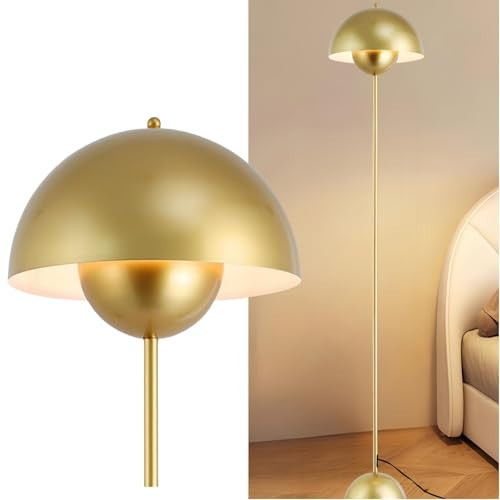 COSYLUX Modern Floor Lamp for Living Room, Industrial Tall Standing Lamp for Bedroom, Metal Shade Reflecting Light Reading Floor Lamp for Office, Nursery Room, Corner(Gold) | Amazon (US)