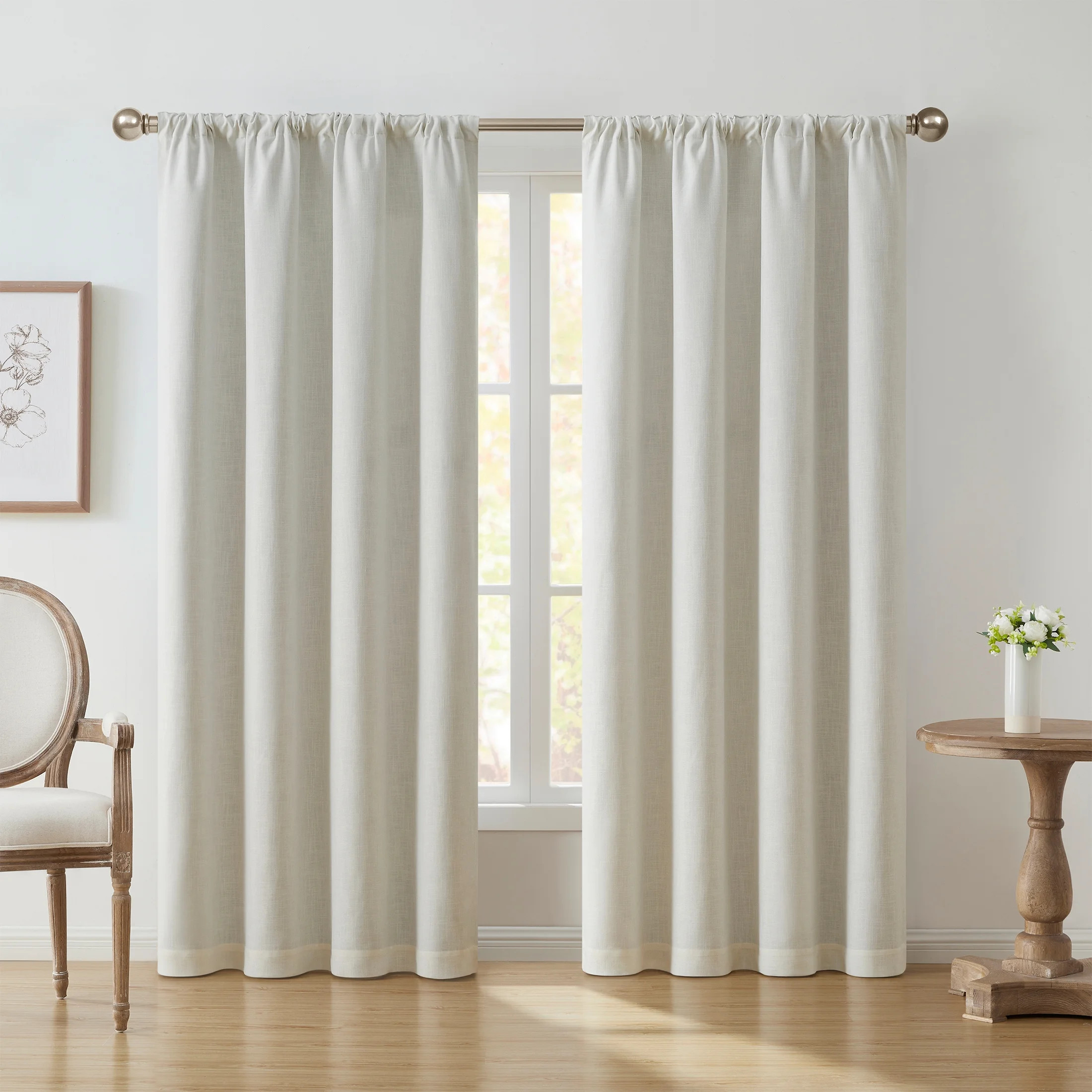 My Texas House Solid Ivory Rod Pocket Back Tab Blackout Curtain Panel, 52" x 84" | Walmart (US)