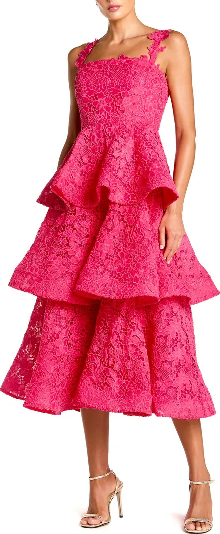 Sleeveless Embroidered Lace Ruffle Midi Dress | Nordstrom