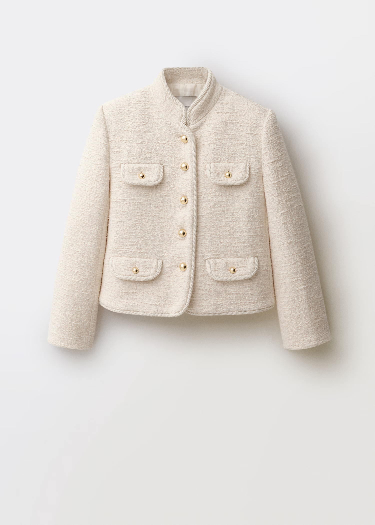 Tweed jacket with striped collar - Women | MANGO United Kingdom | MANGO (UK)
