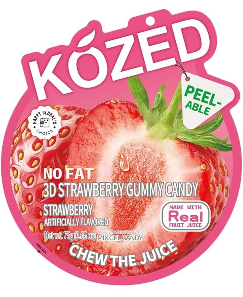 KOZED Peelable Gummy Candy, 8 Fruit Flavors, No Fat, Made with Real Fruit Juice, 6 Pack (Strawber... | Amazon (US)