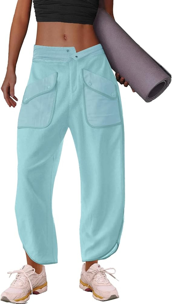 LAMISSCHE Oversized Barrel Lounge Pants Women Wide Leg Sweatpants with Pockets Baggy Cropped Pant... | Amazon (US)