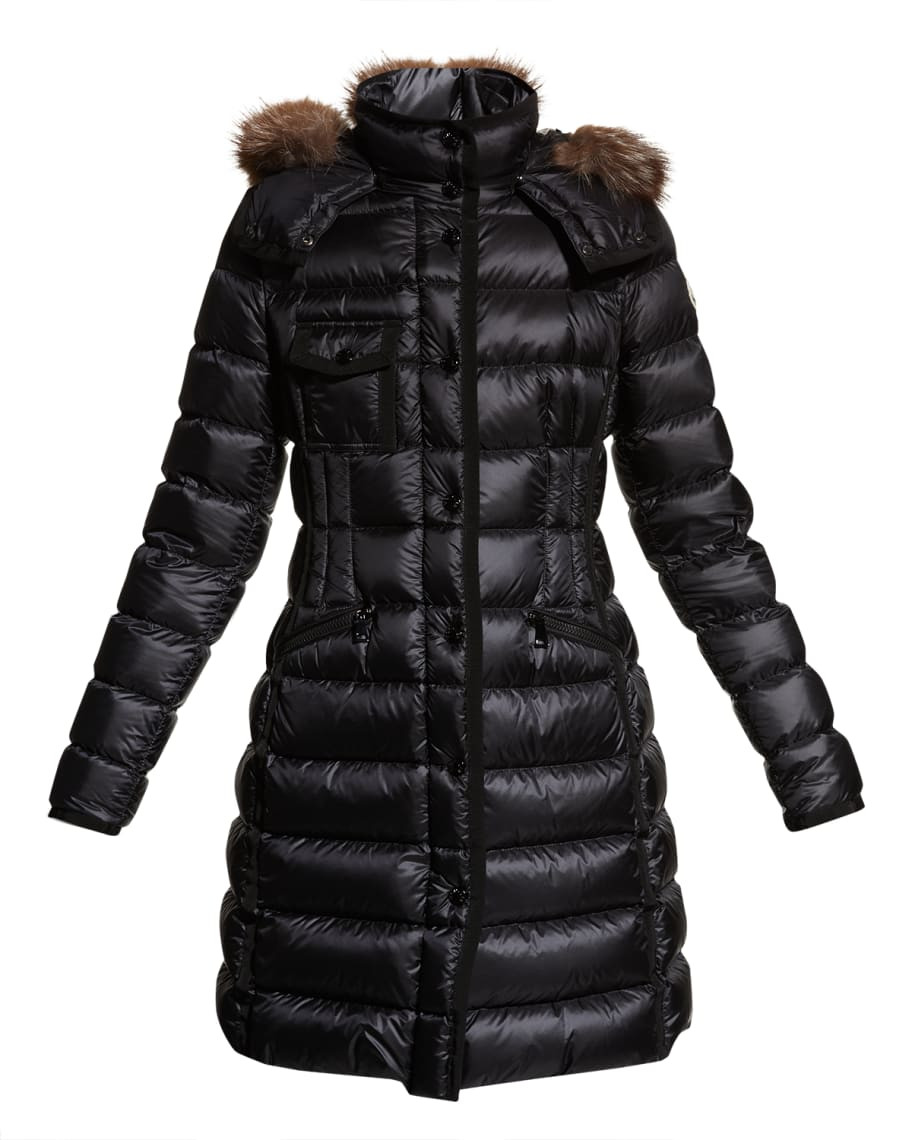 Moncler Hermifur Fitted Puffer Coat w/ Removable Fur Hood | Neiman Marcus
