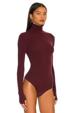 Ballet Turtleneck Bodysuit With Thumb Holes in Raisin | Revolve Clothing (Global)