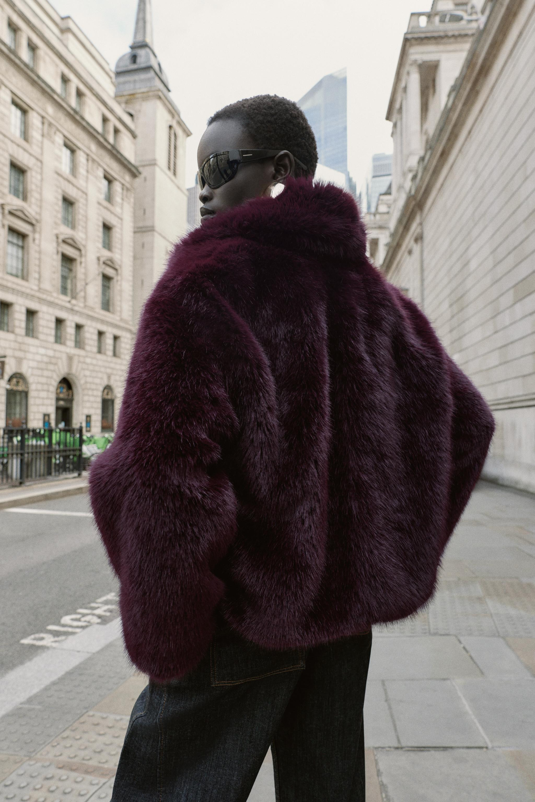 SHORT FAUX FUR COAT WITH FIREMAN CLASPS | Zara UK