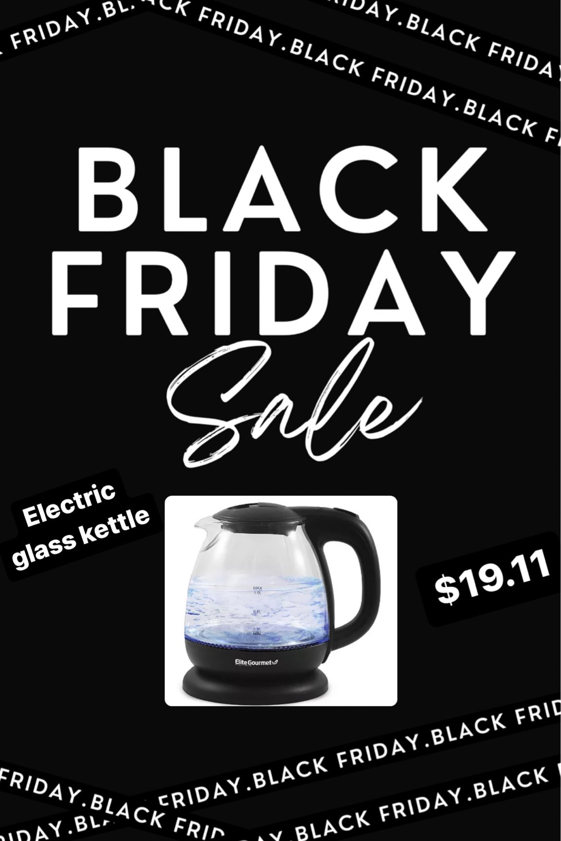 Elite Gourmet 1-liter Electric Glass Water Kettle, Black