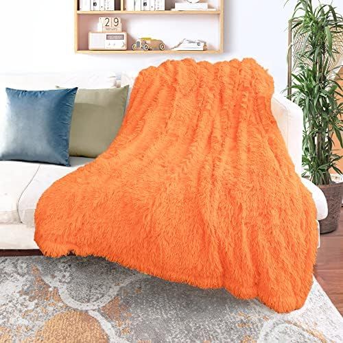 Decorative Extra Soft Faux Fur Throw Blanket 50" x 60",Solid Reversible Fuzzy Lightweight Long Ha... | Amazon (US)