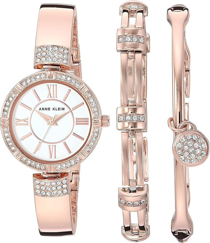 Amazon.com: Anne Klein Women's Premium Crystal Accented Watch and Bracelet Set : Clothing, Shoes ... | Amazon (US)