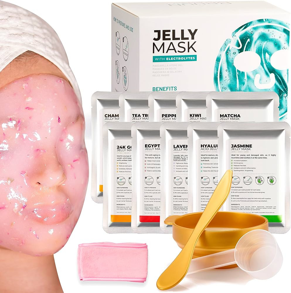 BRÜUN Peel-Off Jelly Mask Hydrating Premium Modeling Rubber Mask Spa Set - 10 Treatments (24k Go... | Amazon (US)