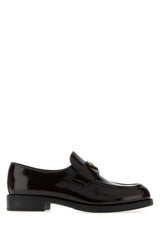 Prada Polished Leather Loafer — Brown - 40 | Italist Inc.