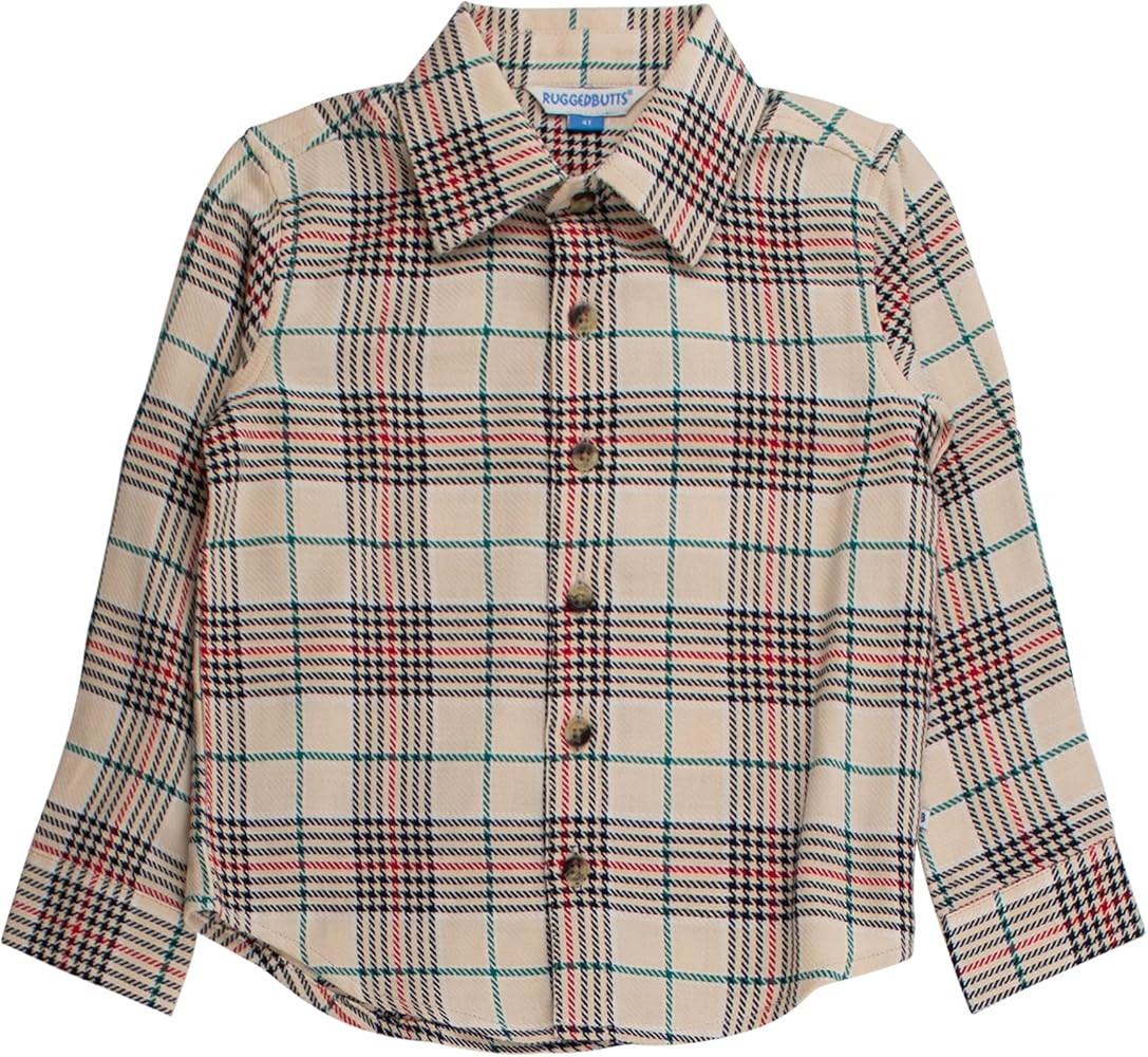 RUGGEDBUTTS® Boys Solid Cotton Long Sleeve Button Down Shirt with Button Tabs | Amazon (US)