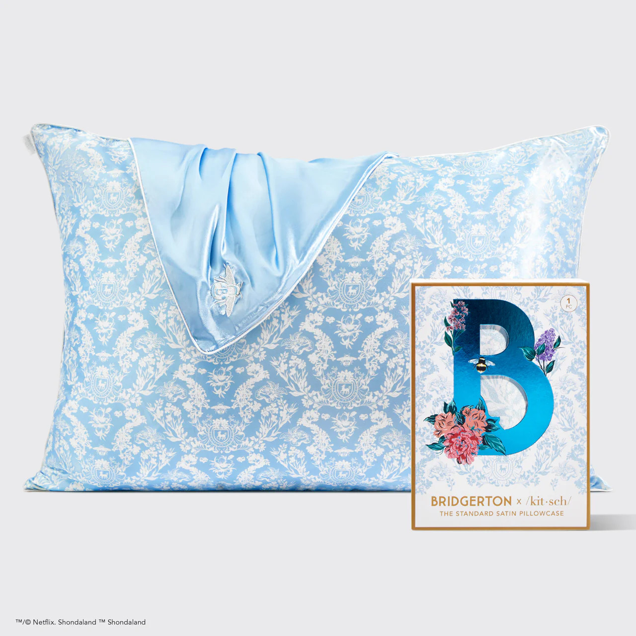 Bridgerton x Kitsch Satin Pillowcase - Toile De Blue | Kitsch