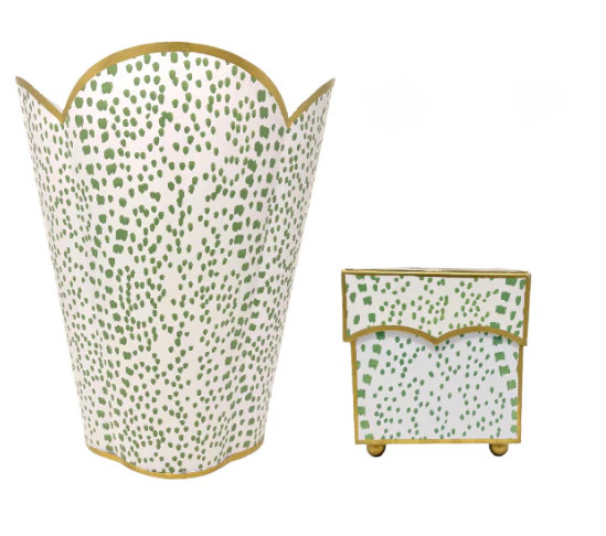 Green Polka Dot Tissue Holder & Wastepaper Basket | The Enchanted Home