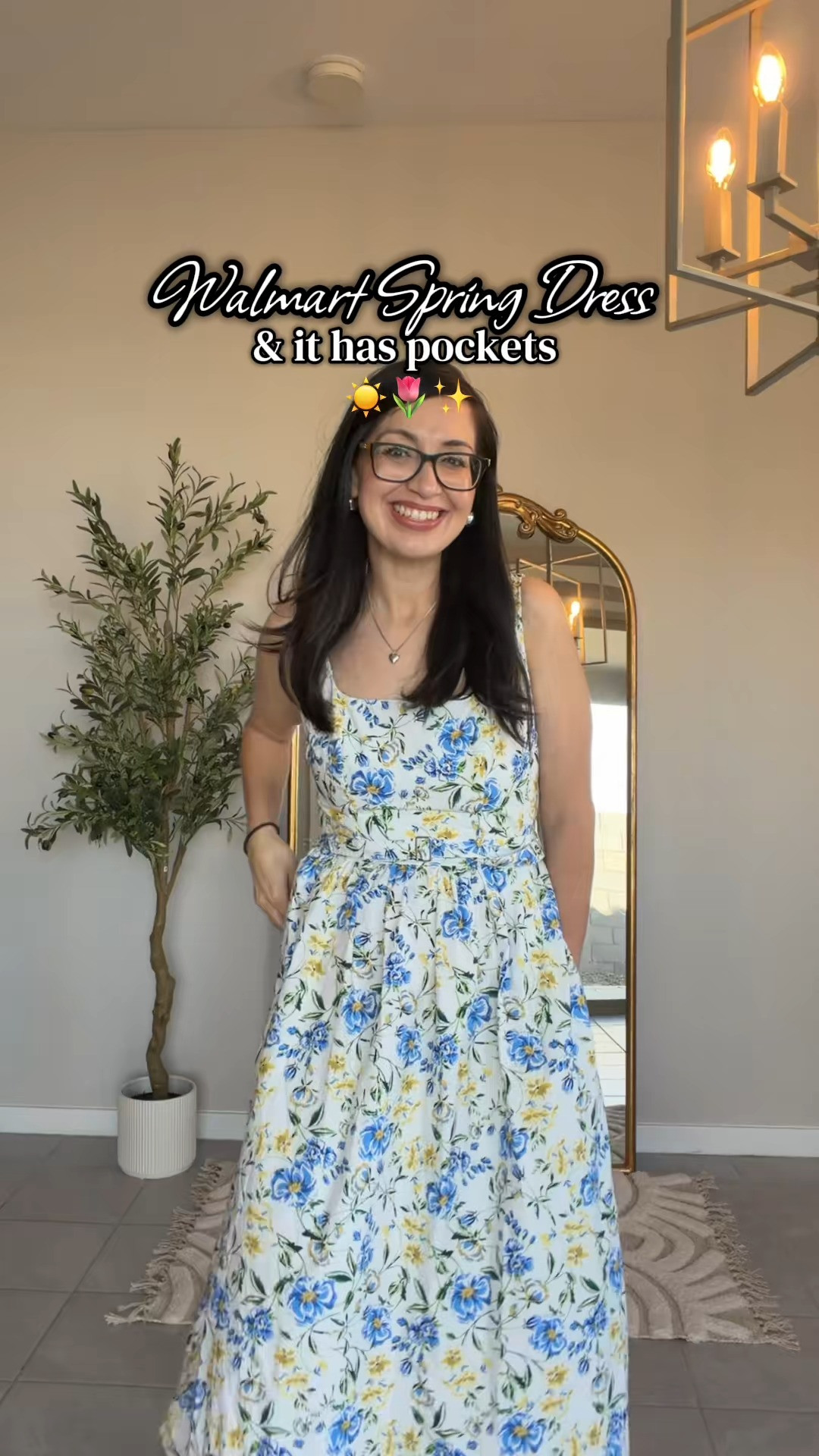 This Walmart spring midi dress is giving effortless cute 🩵🌼 Flowy, comfy, flattering, and the floral print is perfect for brunch, church, or family pics. This can be your Spring dress, spring outfit. 

 #LTKSpringSale #LTKootd #LTKmomlife