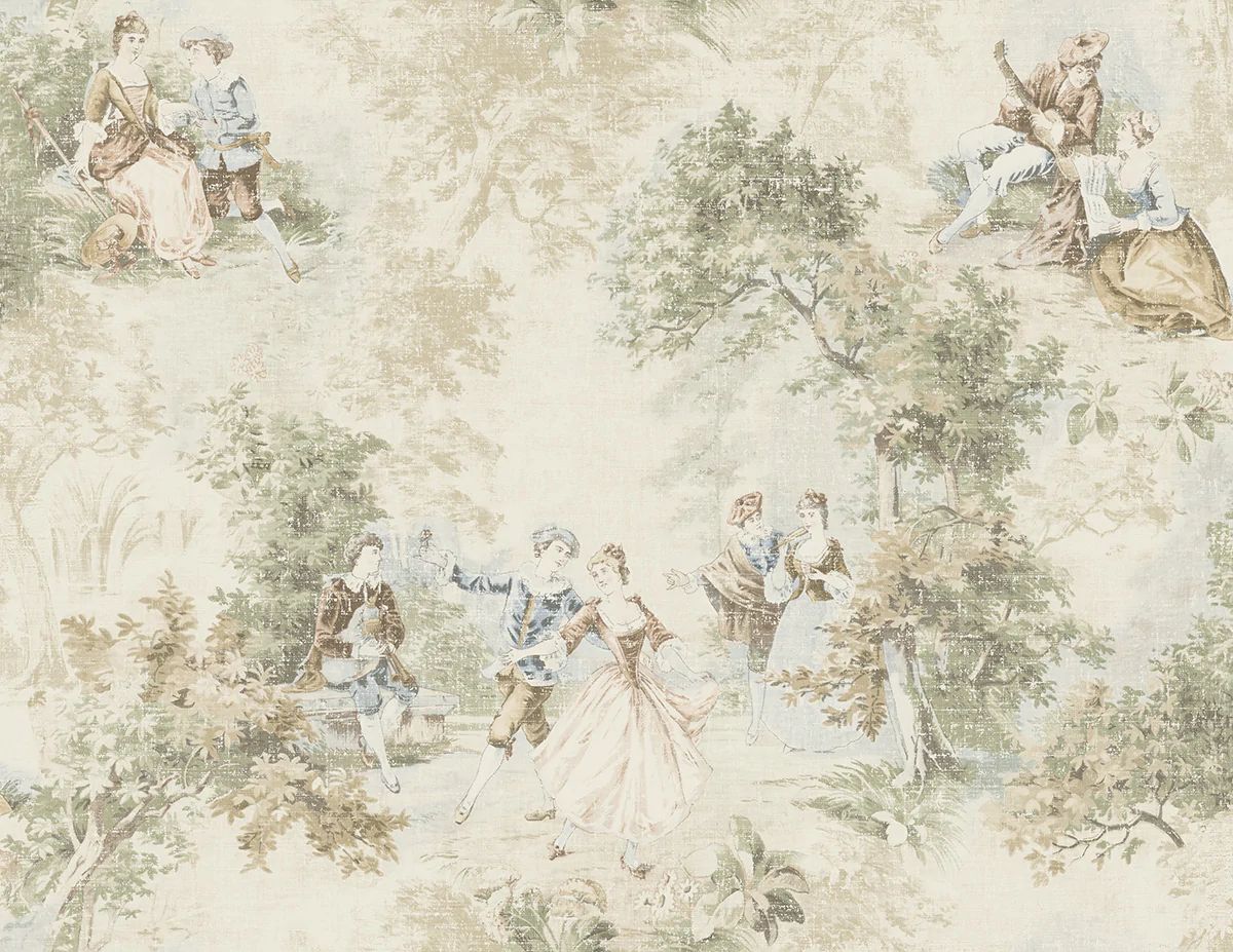 Vintage Toile Wallpaper in Warm Neutral from the Vintage Home 2 Collection by Wallquest | Burke Decor