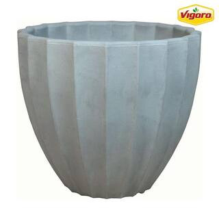 16 in. Mavis Large Gray Scalloped Plastic Planter (16 in. L x 16 in. W x 14 in. H) | The Home Depot