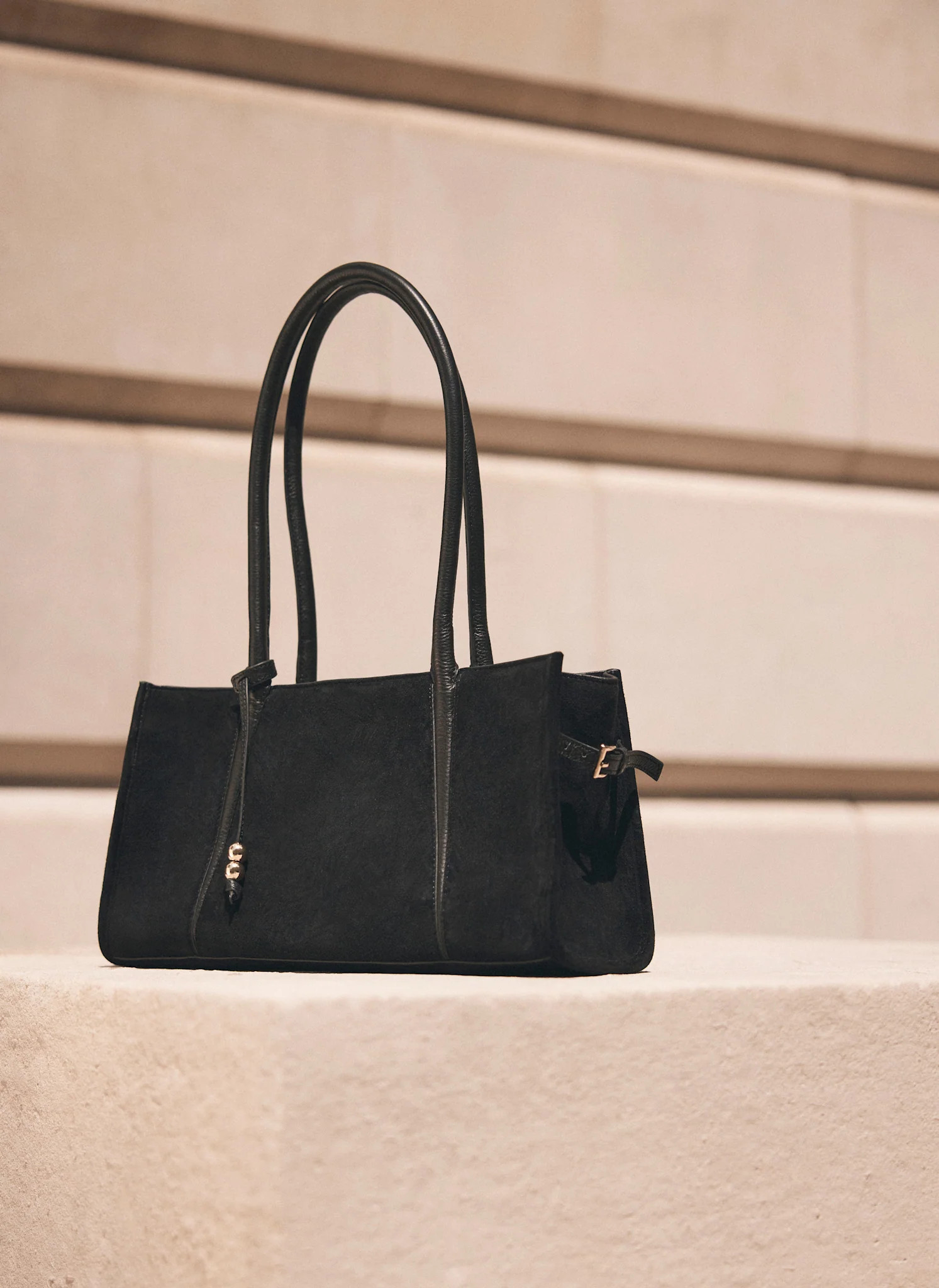 Zita Black Suede Shoulder Bag | Mint Velvet