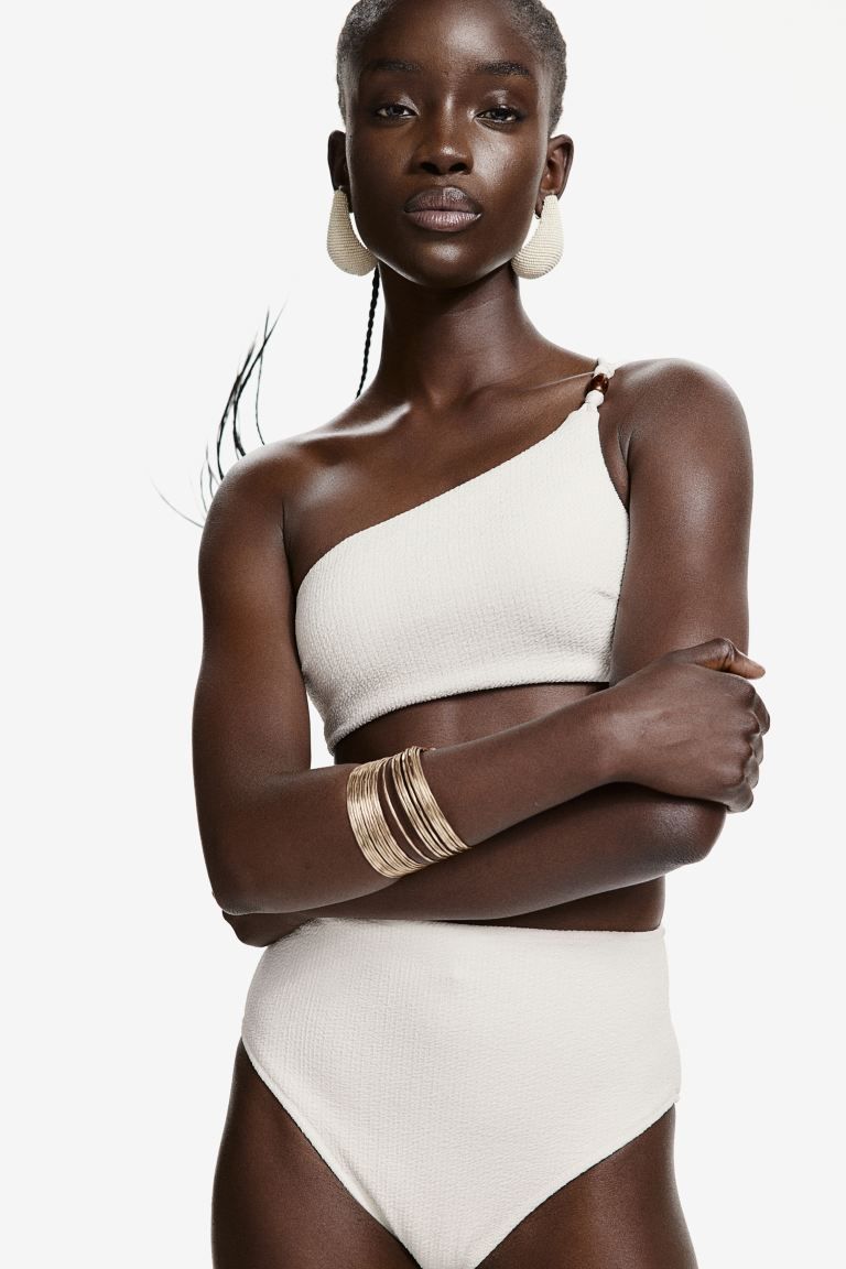 Padded One-shoulder Bikini Top - White - Ladies | H&M US | H&M (US + CA)