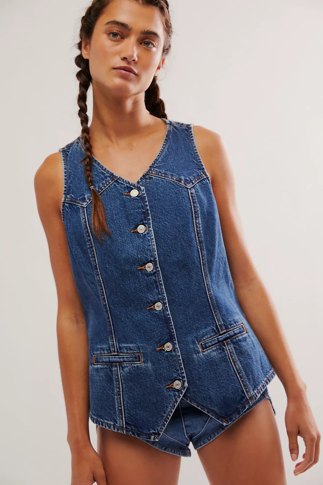 Levi's Longline Denim Vest | Free People (Global - UK&FR Excluded)