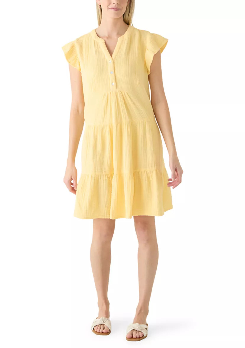 Women's Short Sleeve Gauze Tiered Mini Dress | Belk