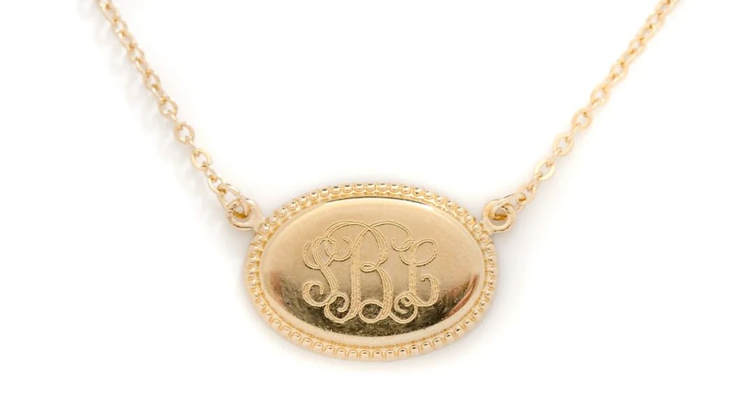 Monogram Engraved Oval Pendant / Custom Personalized Necklace - Etsy | Etsy (US)