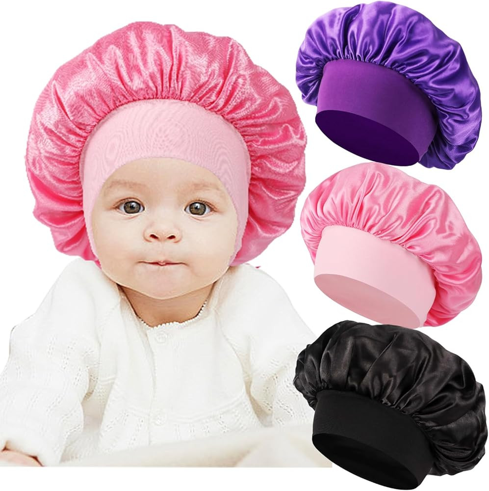 3 Pcs Baby Bonnets for Sleeping,Silk Sleep Cap for Baby Girls and Boys | Amazon (US)