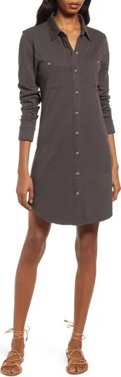 Seasons Knit Long Sleeve Organic Cotton Shirtdress | Nordstrom