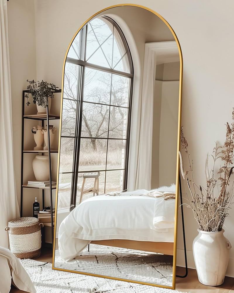 Full Length Mirror with Stand, 76"x34" Arched Full Body Mirror, Large Stand Up Mirrors, Aluminum ... | Amazon (US)
