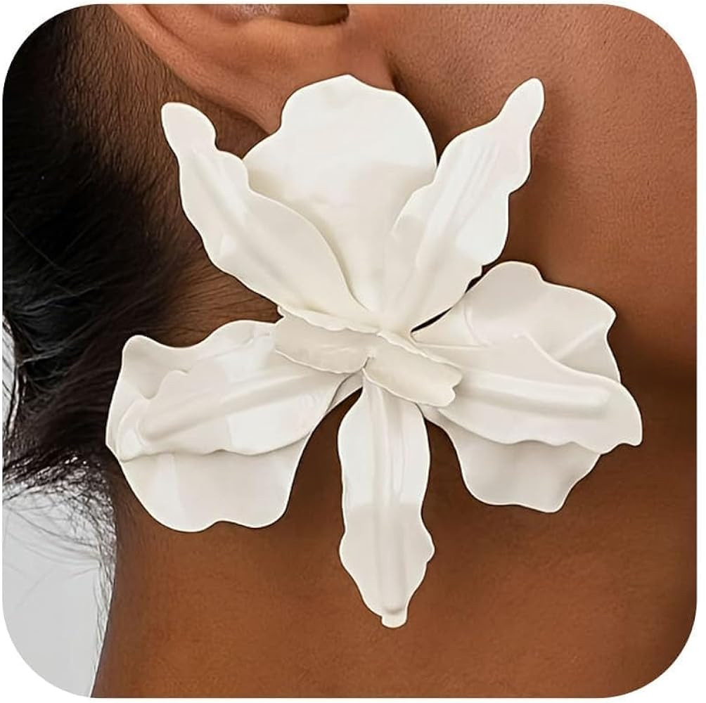 Flower Earrings for Women Big Floral Statement Earrings Oversized Petal Trendy Elegant Daily Outf... | Amazon (US)