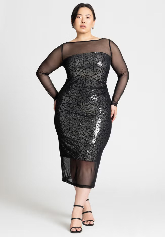 Sequin Dress With Sheer Layer | Eloquii