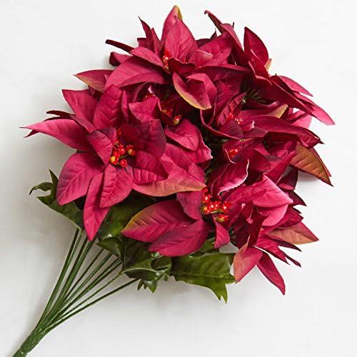 Factory Direct Craft Poly Silk Burgundy Leaf Poinsettia Bush for Indoor Decor | Amazon (US)