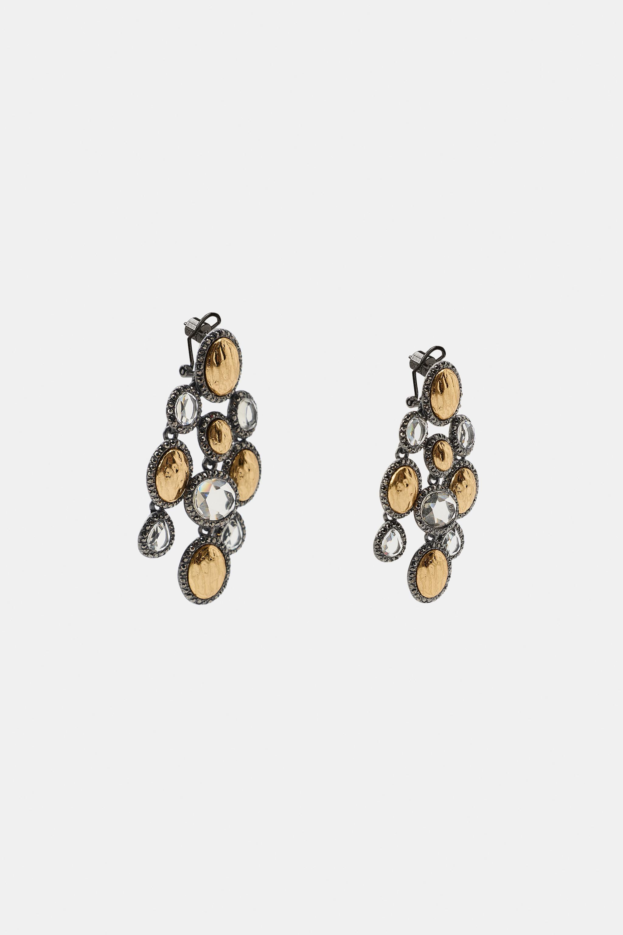 JEWELLED RESIN WATERFALL EARRINGS | Zara UK