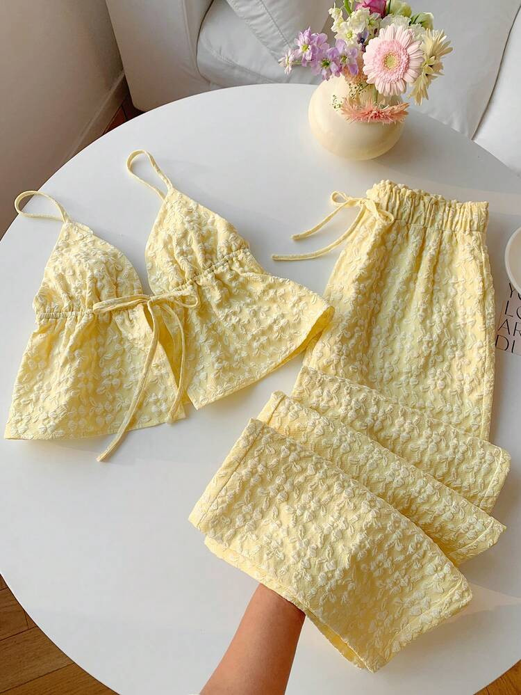 Comfortcana 2026 New Arrival Spring/Summer Fashionable Women's Woven Striped Casual Vacation 2 Pieces Set, Spring/Summer Vacation Outfits Women Going Out Outfits Beach Set Casual Sets For Women Spring Outfit Butter Yellow Two Piece Set Summer Matching Set | SHEIN