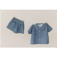 Baby Denim 2 Piece Clothing Set. Unisex Clothing Set For Toddler Kids. Short Sleeve Outfit. Shower Gifts | Etsy (US)