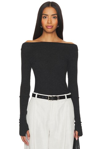 Enza Costa Cashmere Boatneck Top in Charcoal from Revolve.com | Revolve Clothing (Global)