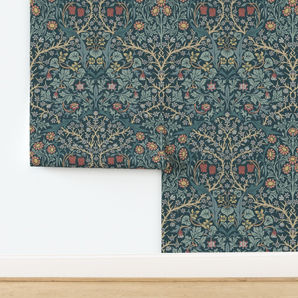 Wallpaper in BLACKTHORN IN MERCHANT HALL (Arts & Crafts Revival) - WILLIAM MORRIS Large | Spoonflower