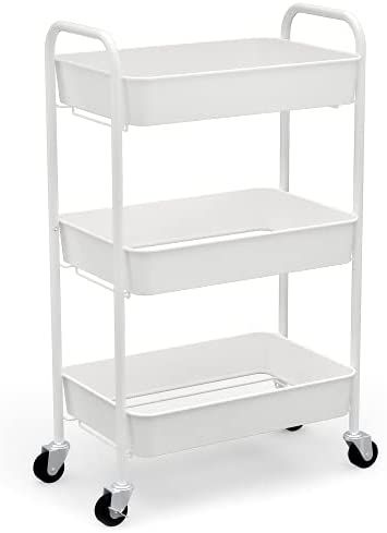 CAXXA 3-Tier Rolling Metal Storage Organizer - Mobile Utility Cart Kitchen Cart with Caster Wheel... | Amazon (US)