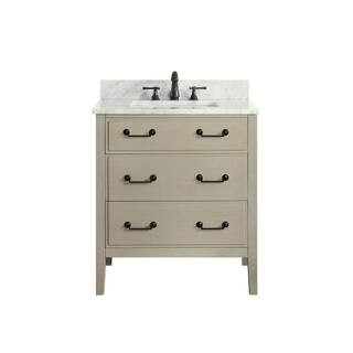 Avanity Delano 31 in. W x 22 in. D x 35 in. H Vanity in Taupe Glaze with Marble Vanity Top in Car... | The Home Depot