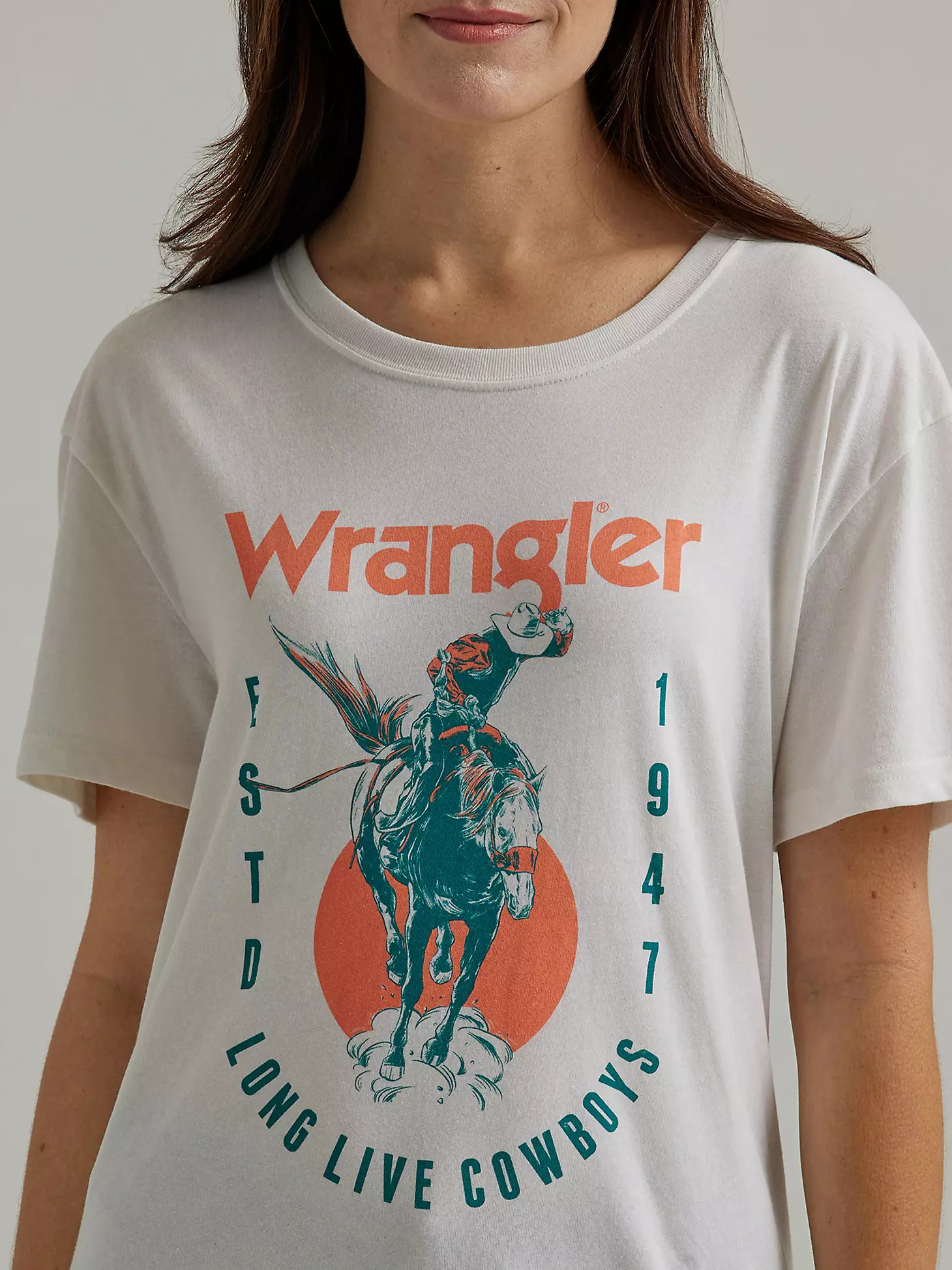 Women's Wrangler Western Graphic Boyfriend Tee in Marshmallow Cowboys | Wrangler