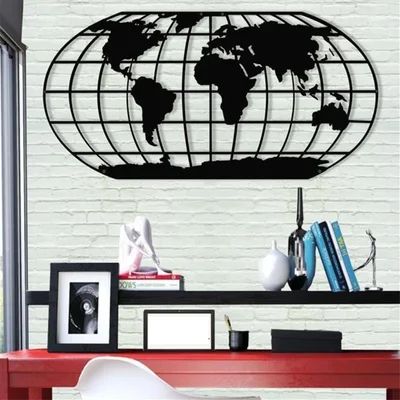 Metal World Map Meridian Wall Décor Trinx Size: 30" H x 15" W x 1" D | Wayfair North America