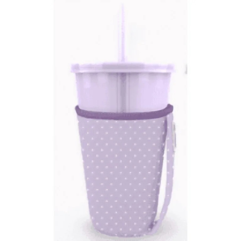 Ello Iced Coffee Cooler 24Oz Plastic Purple Polka Dot | Walmart (US)