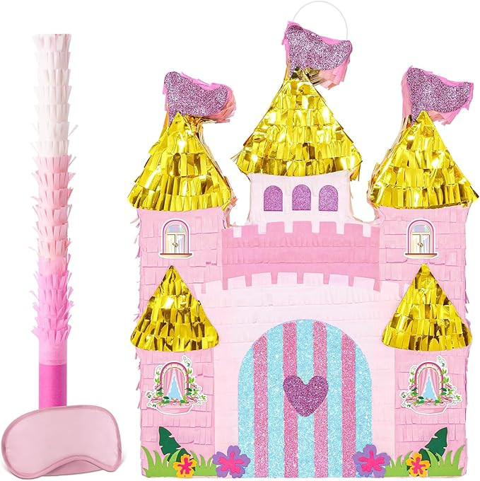 WERNNSAI Princess Castle Piñata - Princess Birthday Party Decorations Pink Princess Piñata with... | Amazon (US)